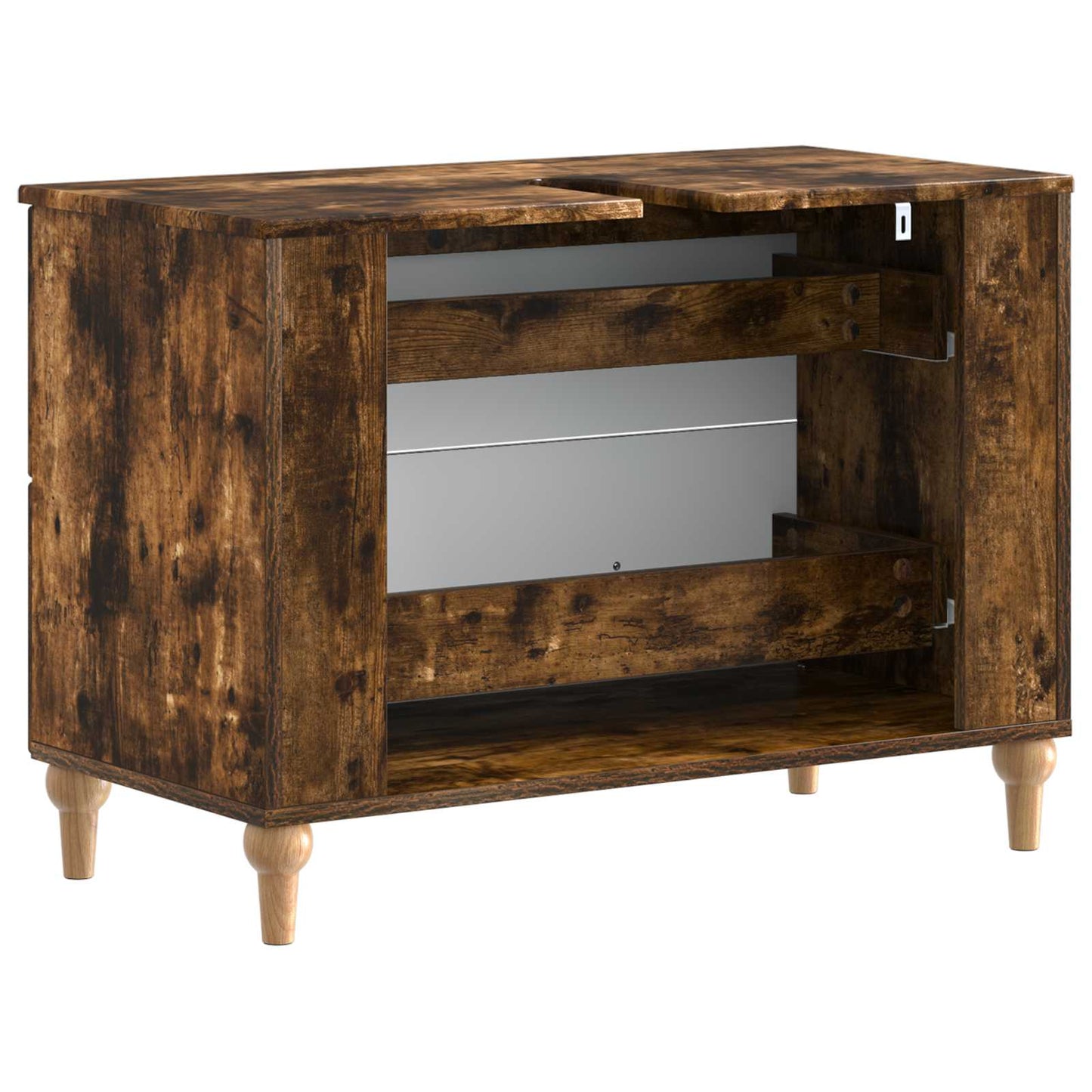 Bathroom Sink Cabinet ALKMAAR Smoked Oak 82 x 41x 59 cm