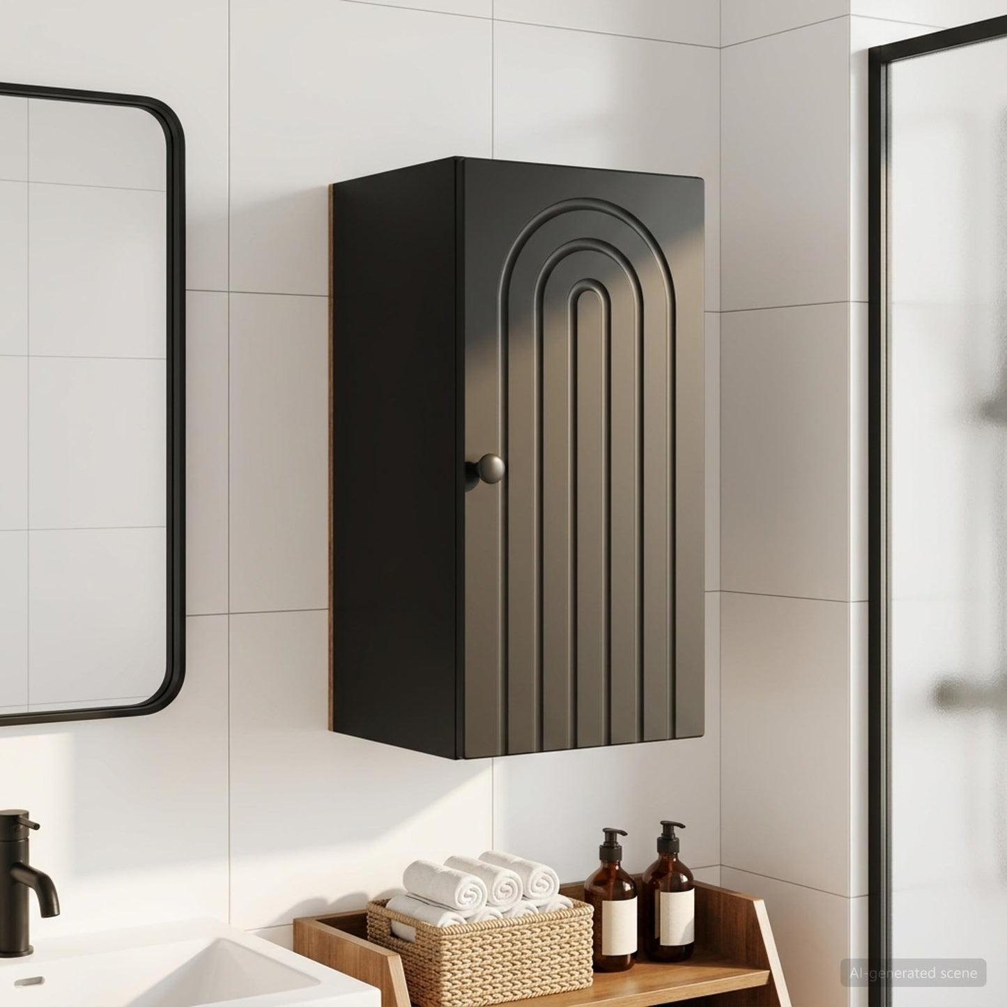 Bathroom Wall Cabinet ALKMAAR Black 30 x 31 x 59 cm
