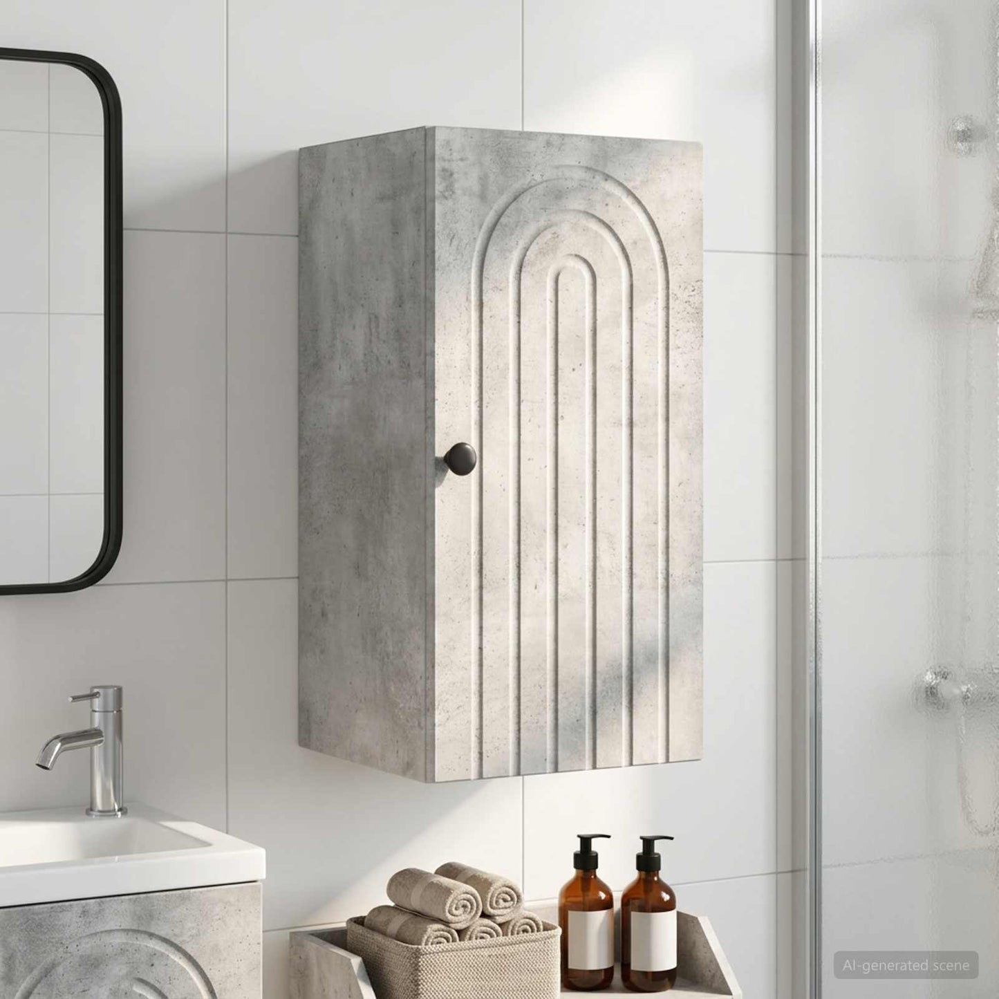 Bathroom Wall Cabinet ALKMAAR Concrete Grey 30 x 31 x 59 cm