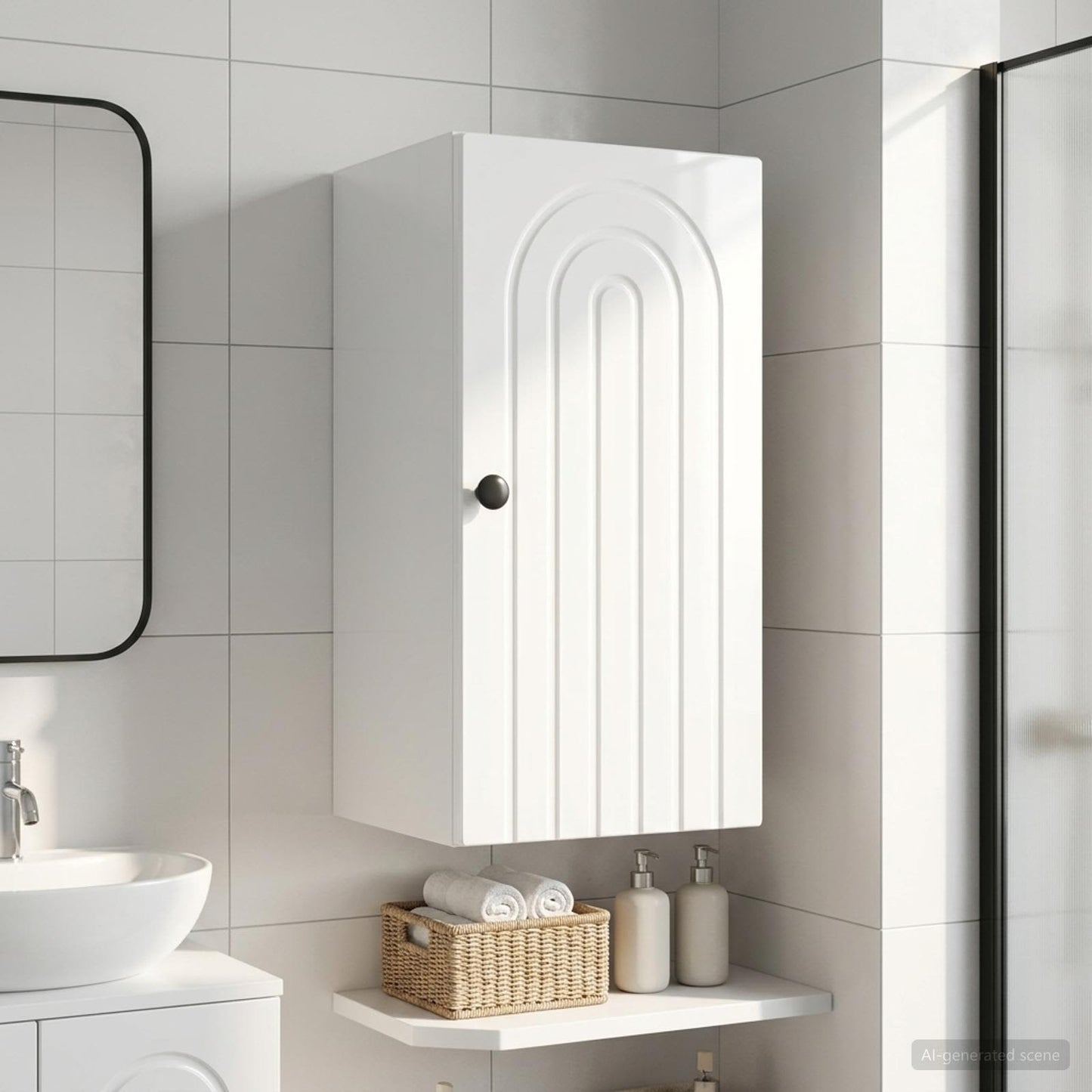 Bathroom Wall Cabinet ALKMAAR High Gloss White 30 x 31 x 59 cm