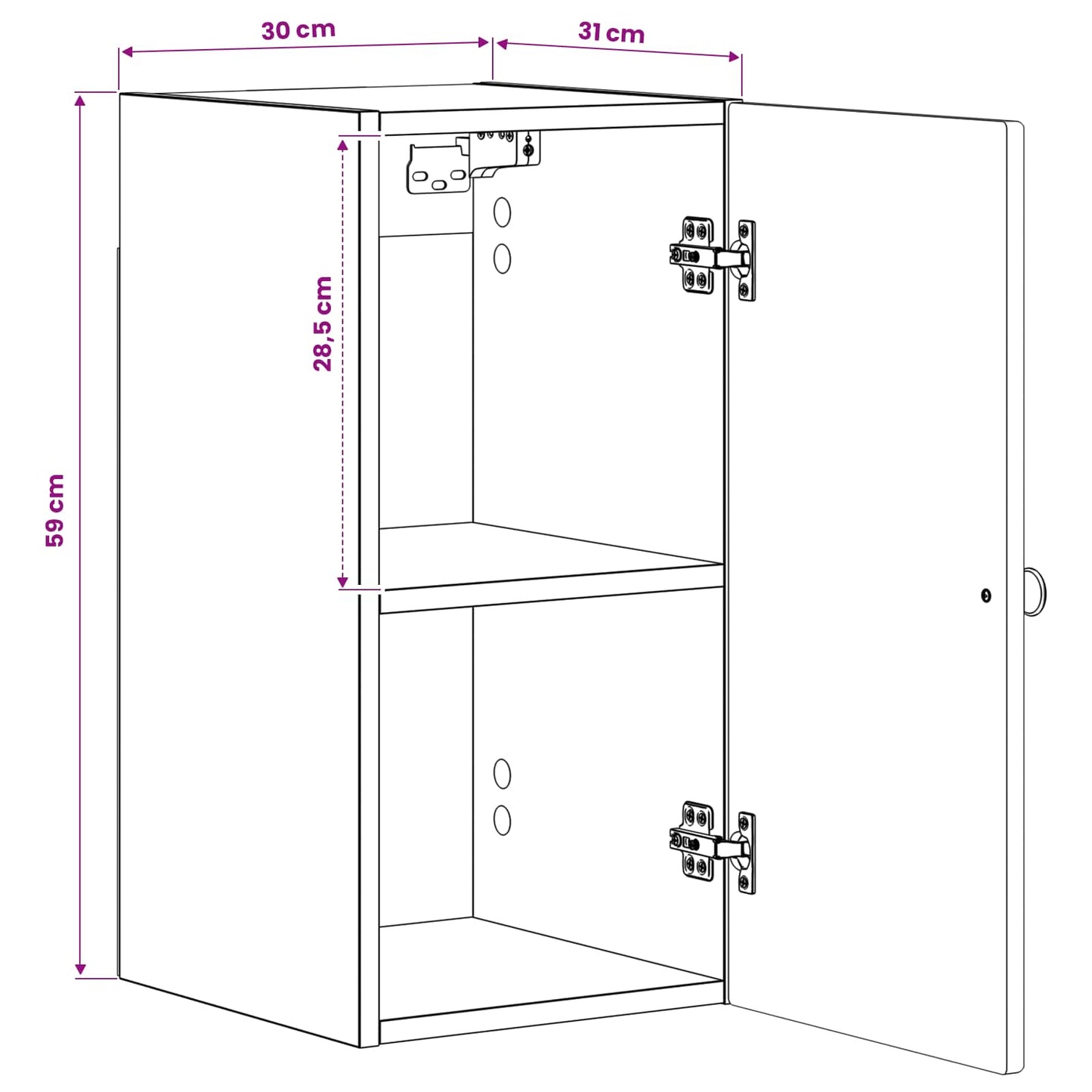 Bathroom Wall Cabinet ALKMAAR High Gloss White 30 x 31 x 59 cm