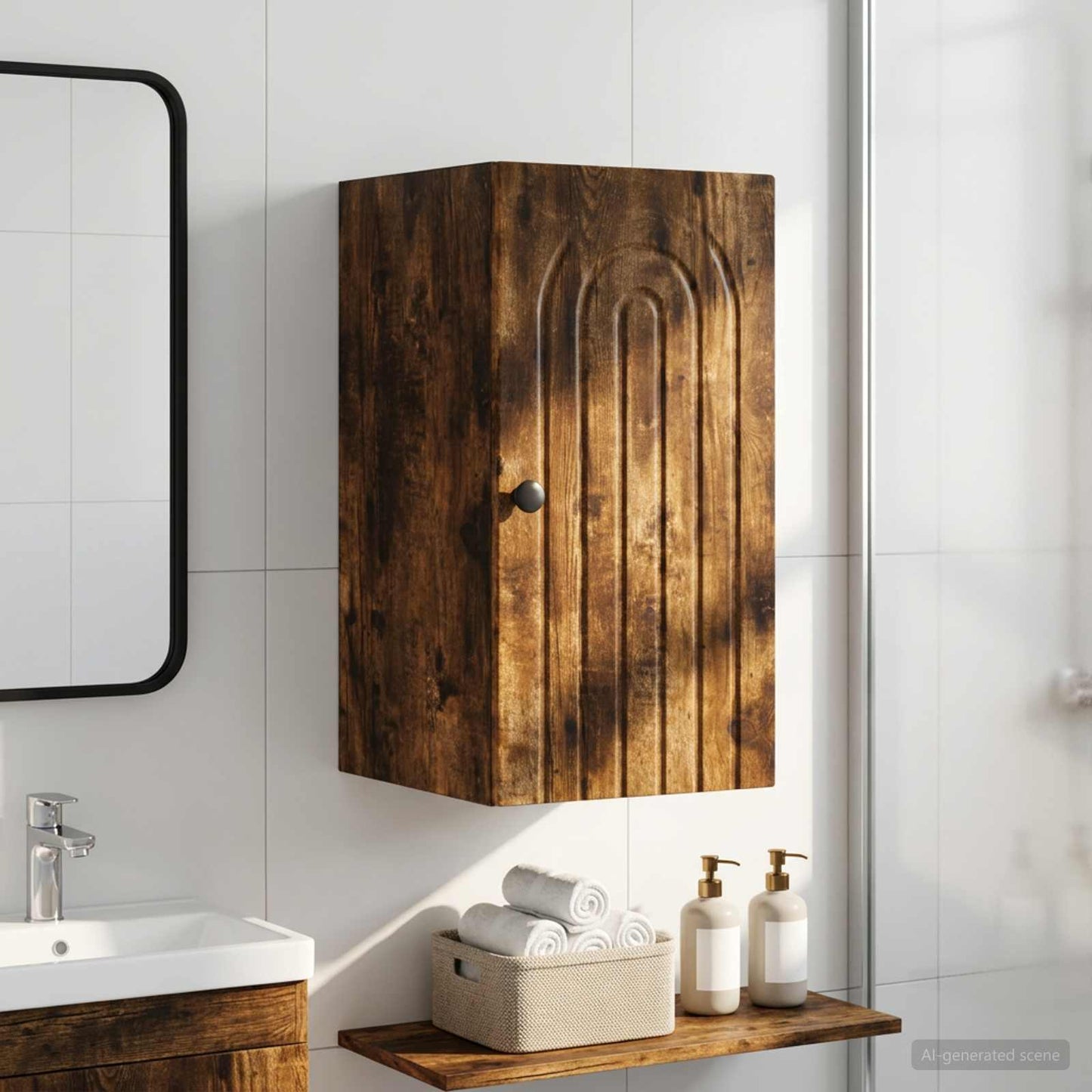 Bathroom Wall Cabinet ALKMAAR Smoked Oak 30 x 31 x 59 cm