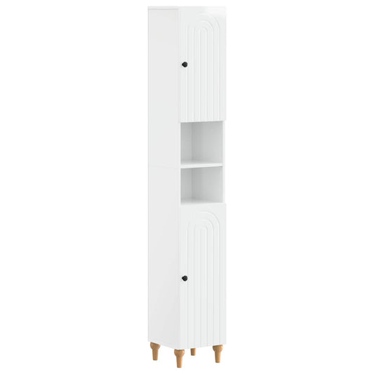 Bathroom Cabinet with Open Shelf ALKMAAR High Gloss White