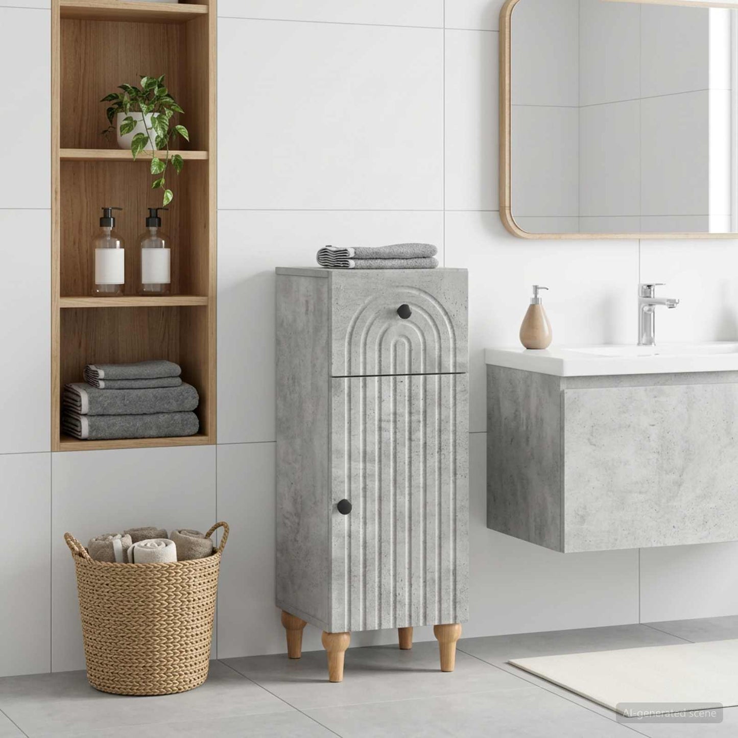 Bathroom Storage Cainet ALKMAAR Concrete Grey 30 x 31 x 80 cm