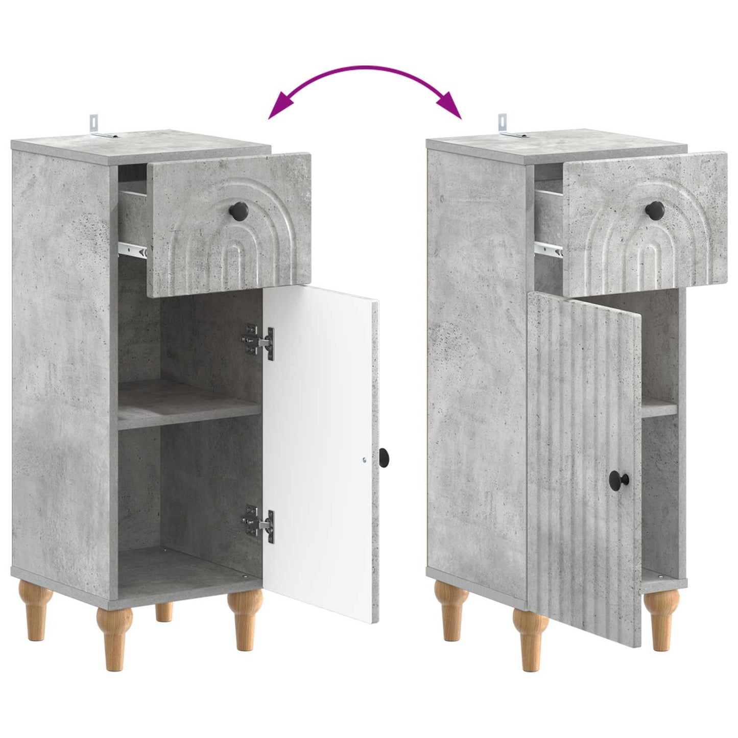 Bathroom Storage Cainet ALKMAAR Concrete Grey 30 x 31 x 80 cm