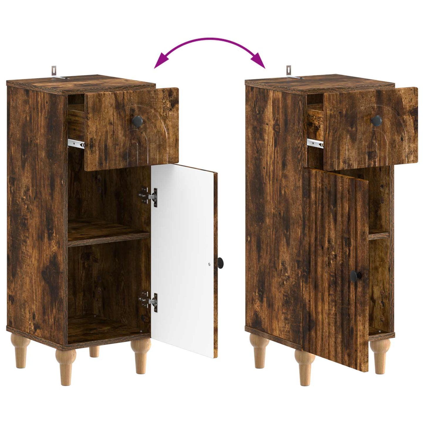Bathroom Storage Cainet ALKMAAR Smoked Oak 30 x 31 x 80 cm