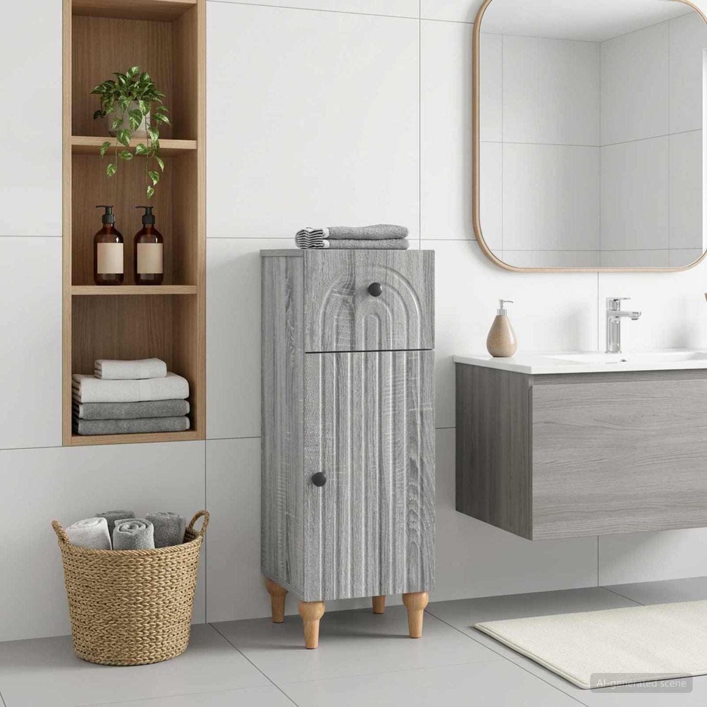 Bathroom Storage Cainet ALKMAAR Grey Sonoma 30 x 31 x 80 cm