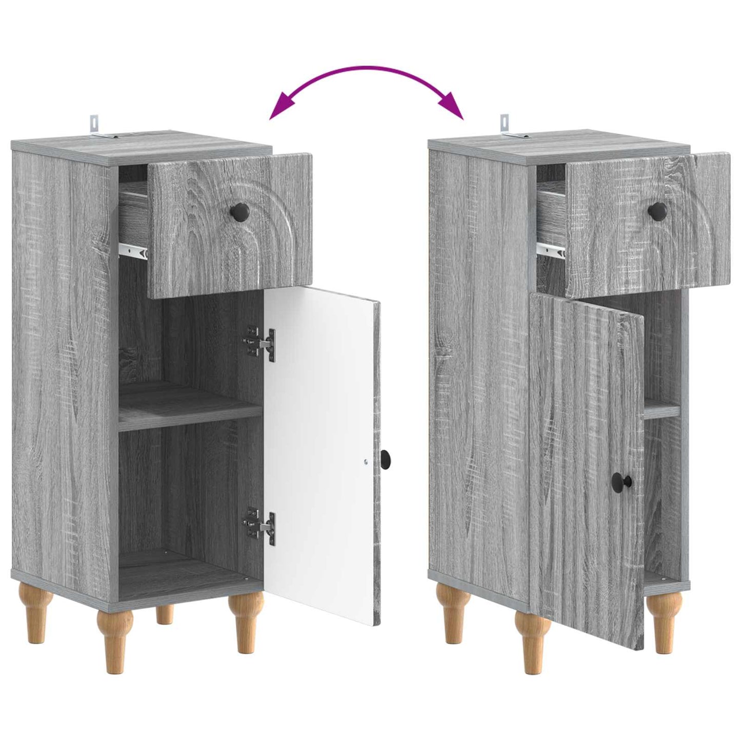 Bathroom Storage Cainet ALKMAAR Grey Sonoma 30 x 31 x 80 cm