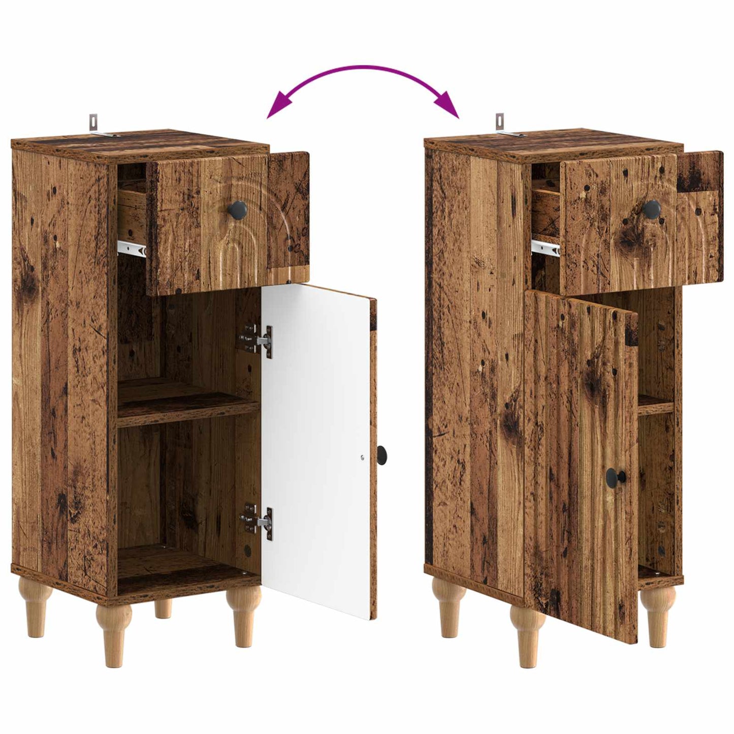 Bathroom Storage Cainet ALKMAAR Old Wood 30 x 31 x 80 cm