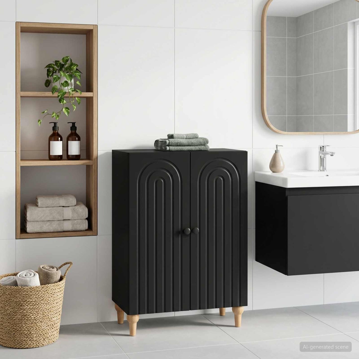 Bathroom Storage Cainet ALKMAAR Black 59.5 x 31 x 80 cm