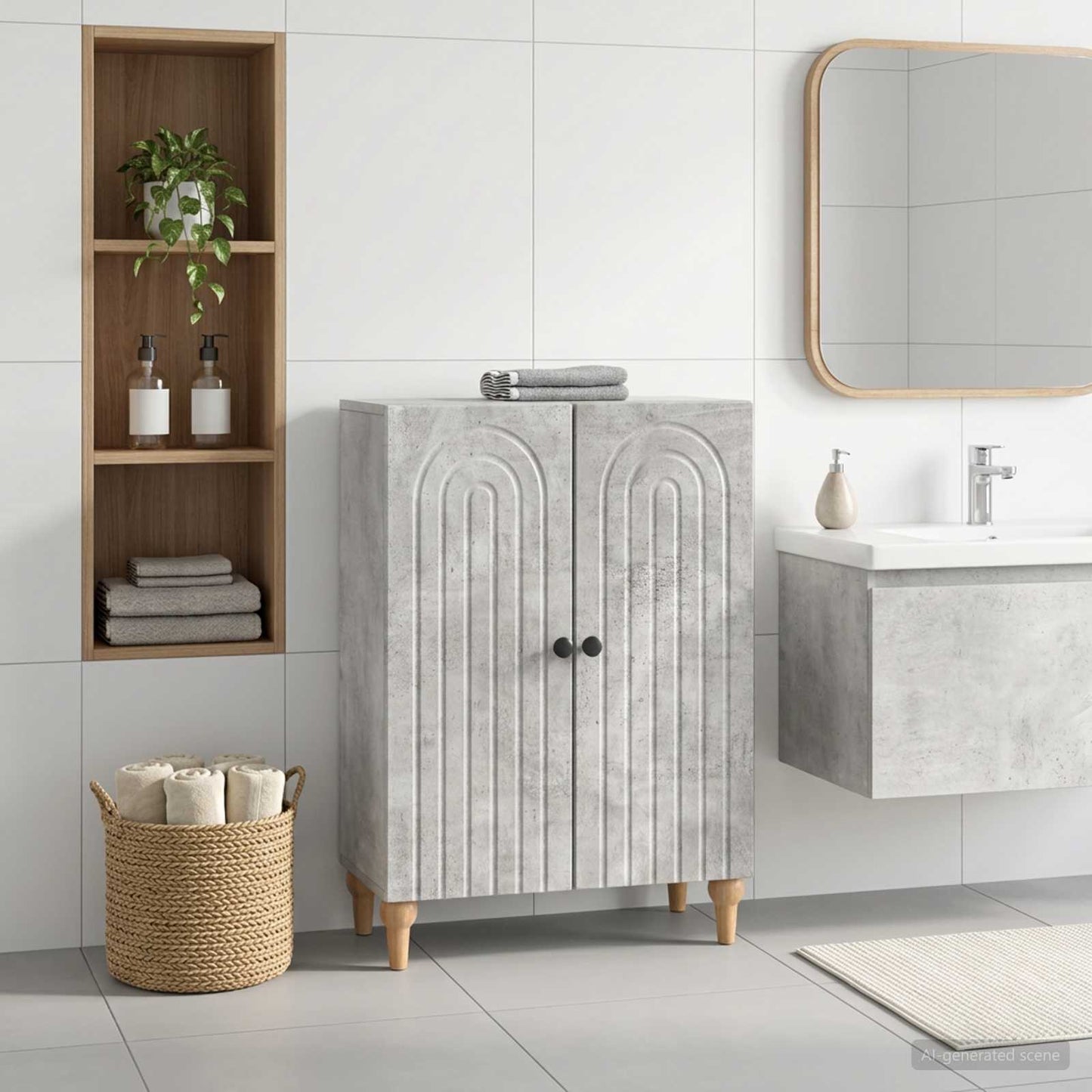 Bathroom Storage Cainet ALKMAAR Concrete Grey 59.5 x 31 x 80 cm