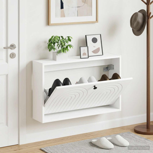 Wall-Mounted Shoe Cabinet ALKMAAR 71 x 17 x 43 cm White