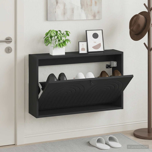 Wall-Mounted Shoe Cabinet ALKMAAR 71 x 17 x 43 cm Black