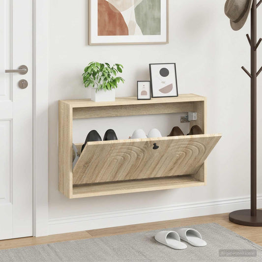 Wall-Mounted Shoe Cabinet ALKMAAR 71 x 17 x 43 cm Sonoma Oak