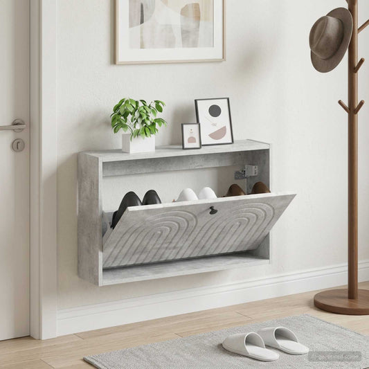 Wall-Mounted Shoe Cabinet ALKMAAR 71 x 17 x 43 cm Concrete Grey