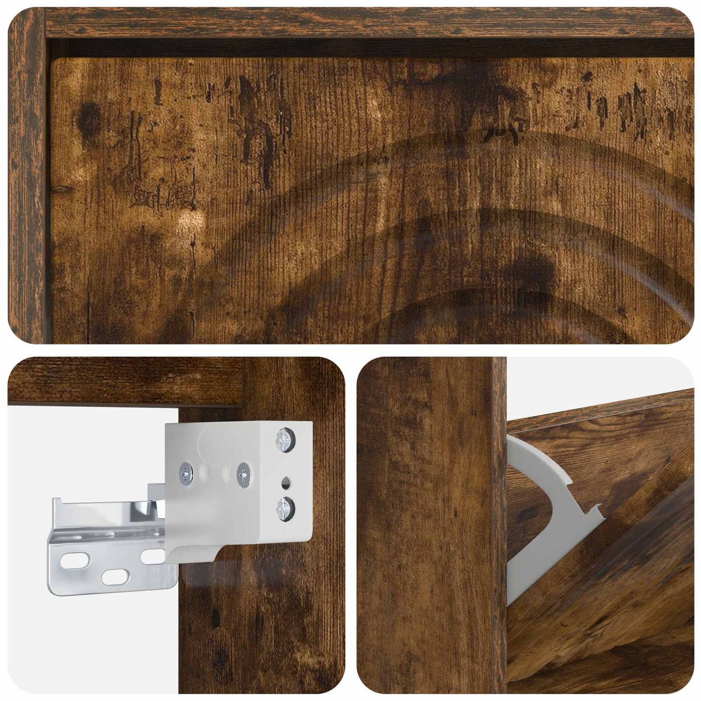 Wall-Mounted Shoe Cabinet ALKMAAR 71 x 17 x 43 cm Smoked Oak