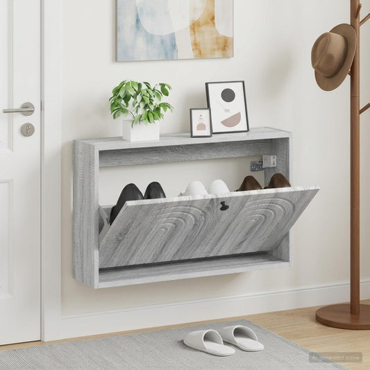 Wall-Mounted Shoe Cabinet ALKMAAR 71 x 17 x 43 cm Grey Sonoma