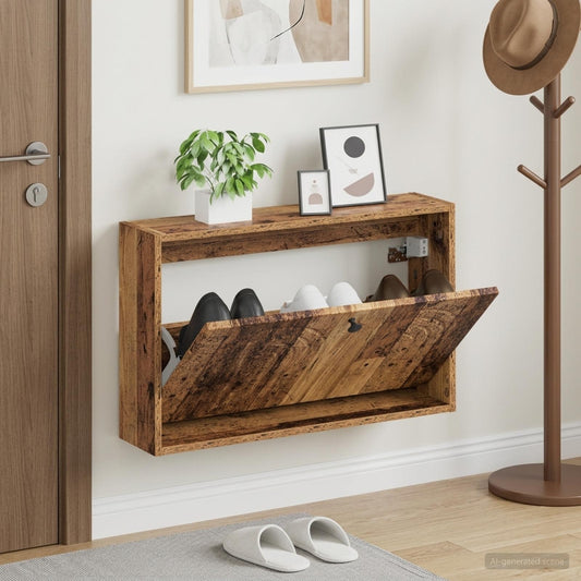 Wall-Mounted Shoe Cabinet ALKMAAR 71 x 17 x 43 cm Old Wood