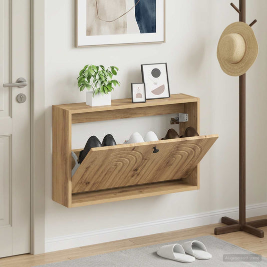 Wall-Mounted Shoe Cabinet ALKMAAR 71 x 17 x 43 cm Artisan Oak