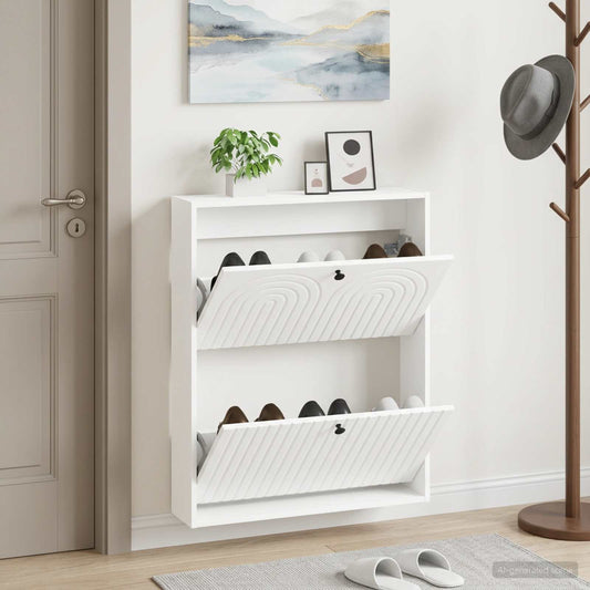 Wall-Mounted Shoe Cabinet ALKMAAR 71 x 17 x 86 cm White