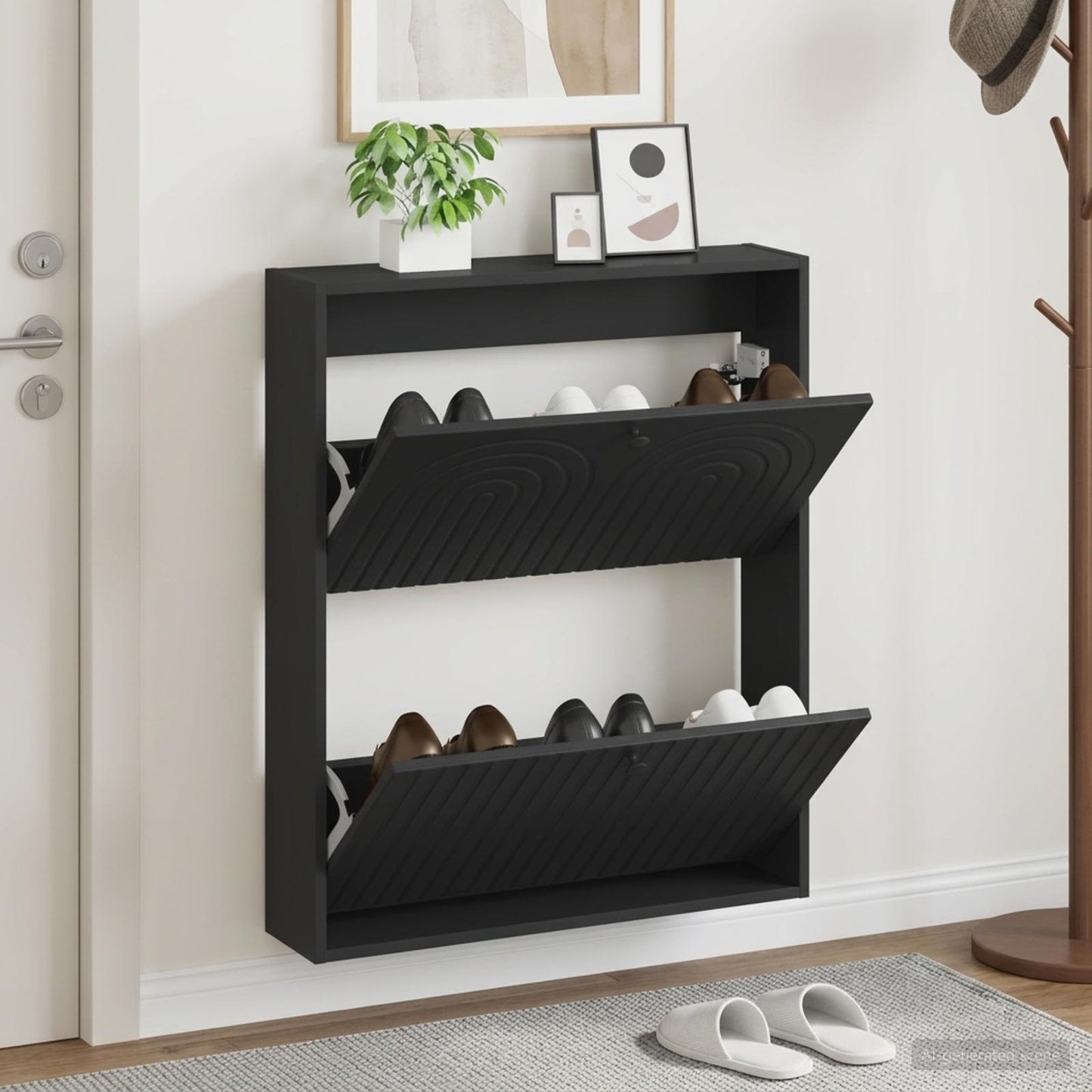 Wall-Mounted Shoe Cabinet ALKMAAR 71 x 17 x 86 cm Black