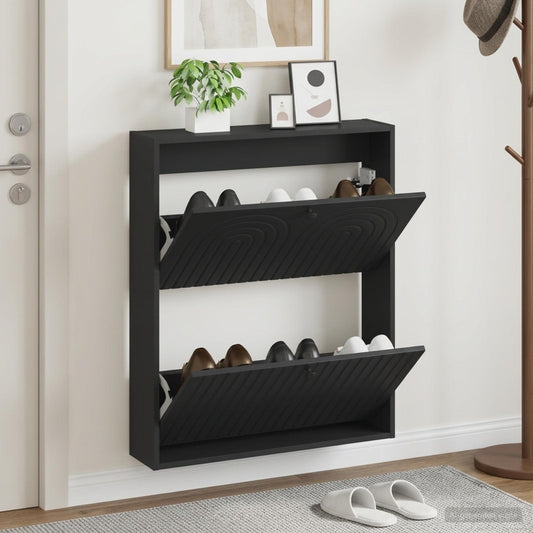 Wall-Mounted Shoe Cabinet ALKMAAR 71 x 17 x 86 cm Black