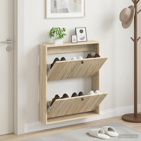 Wall-Mounted Shoe Cabinet ALKMAAR 71 x 17 x 86 cm Sonoma Oak