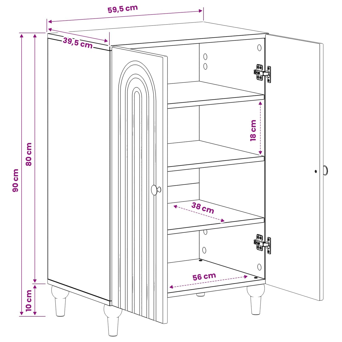 Shoe Cabinet ALKMAAR 59.5 x 39.5 x 90 cm Engineered Wood