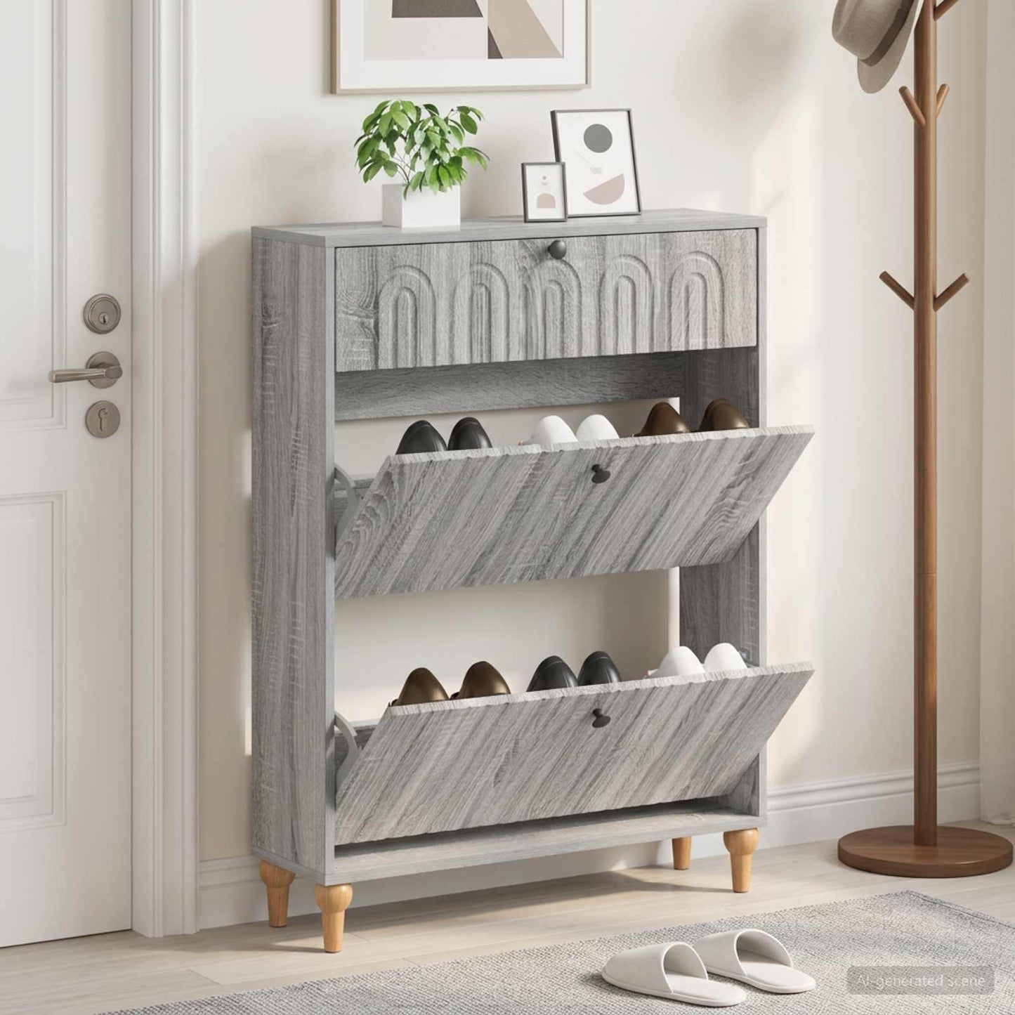 Shoe Cabinet ALKMAAR 78 x 24 x 103 cm Engineered Wood