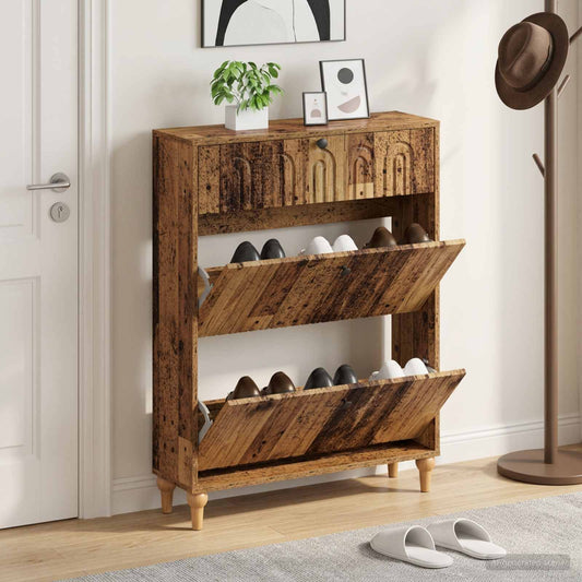 Shoe Cabinet ALKMAAR 78 x 24 x 103 cm Engineered Wood Old Wood