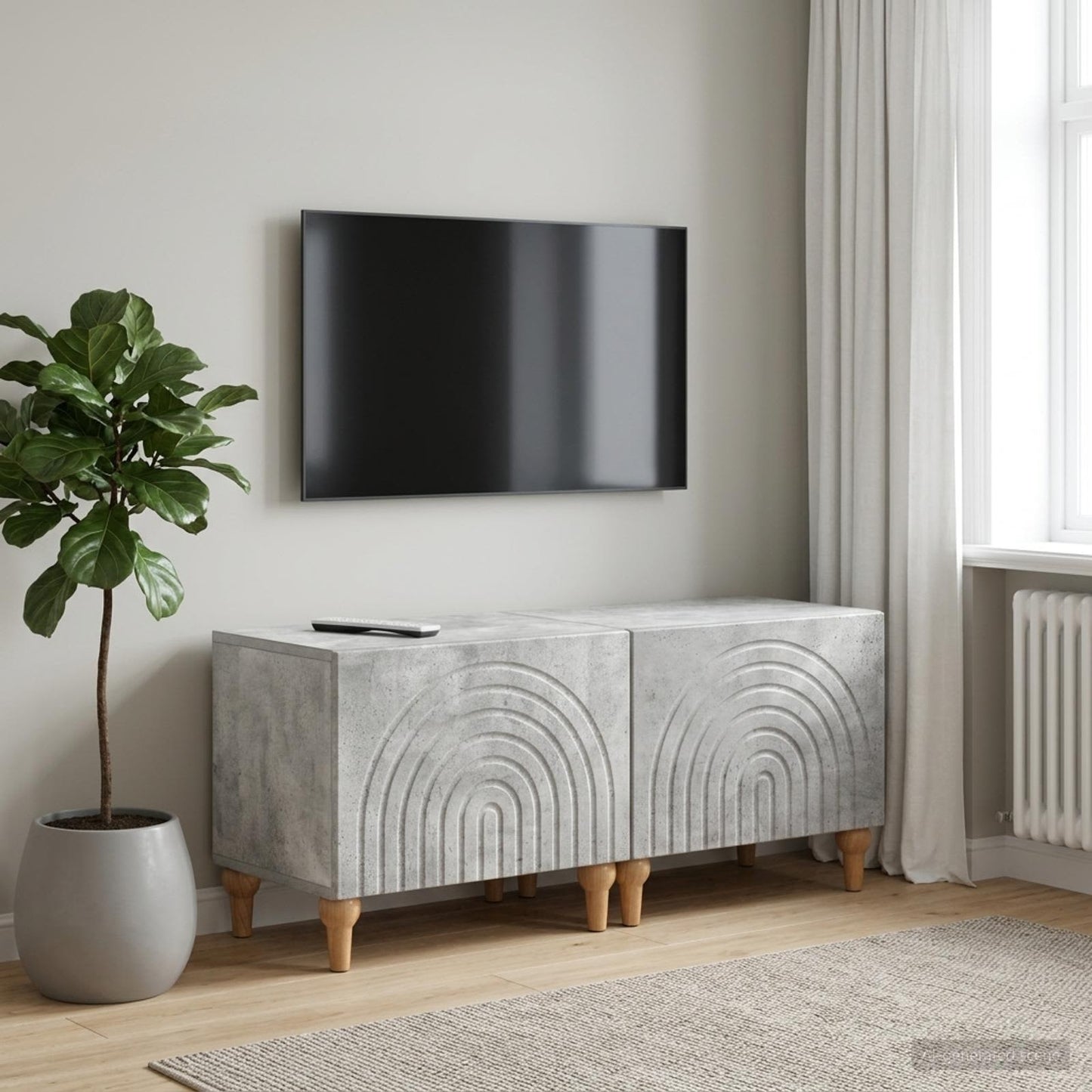 TV Cabinet Concrete Grey Engineered Wood