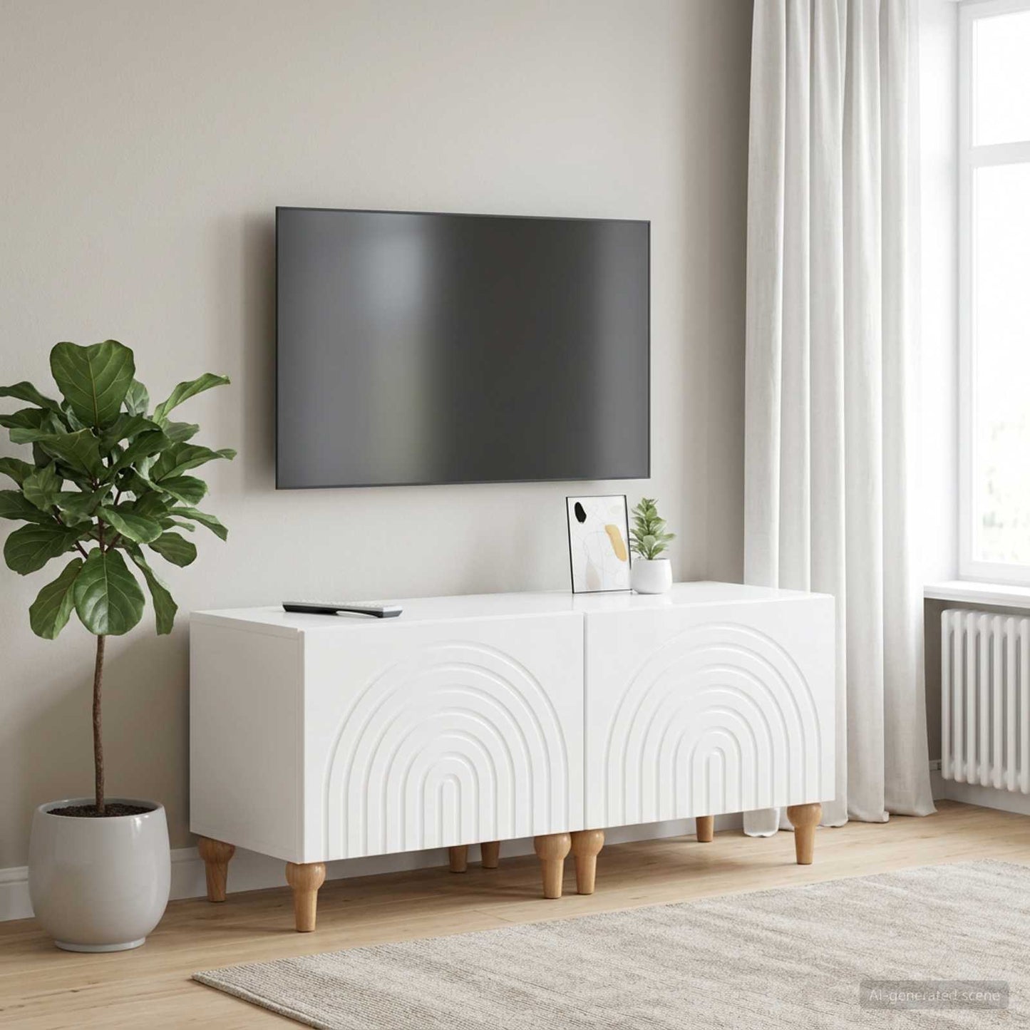 TV Cabinet High Gloss White Engineered Wood