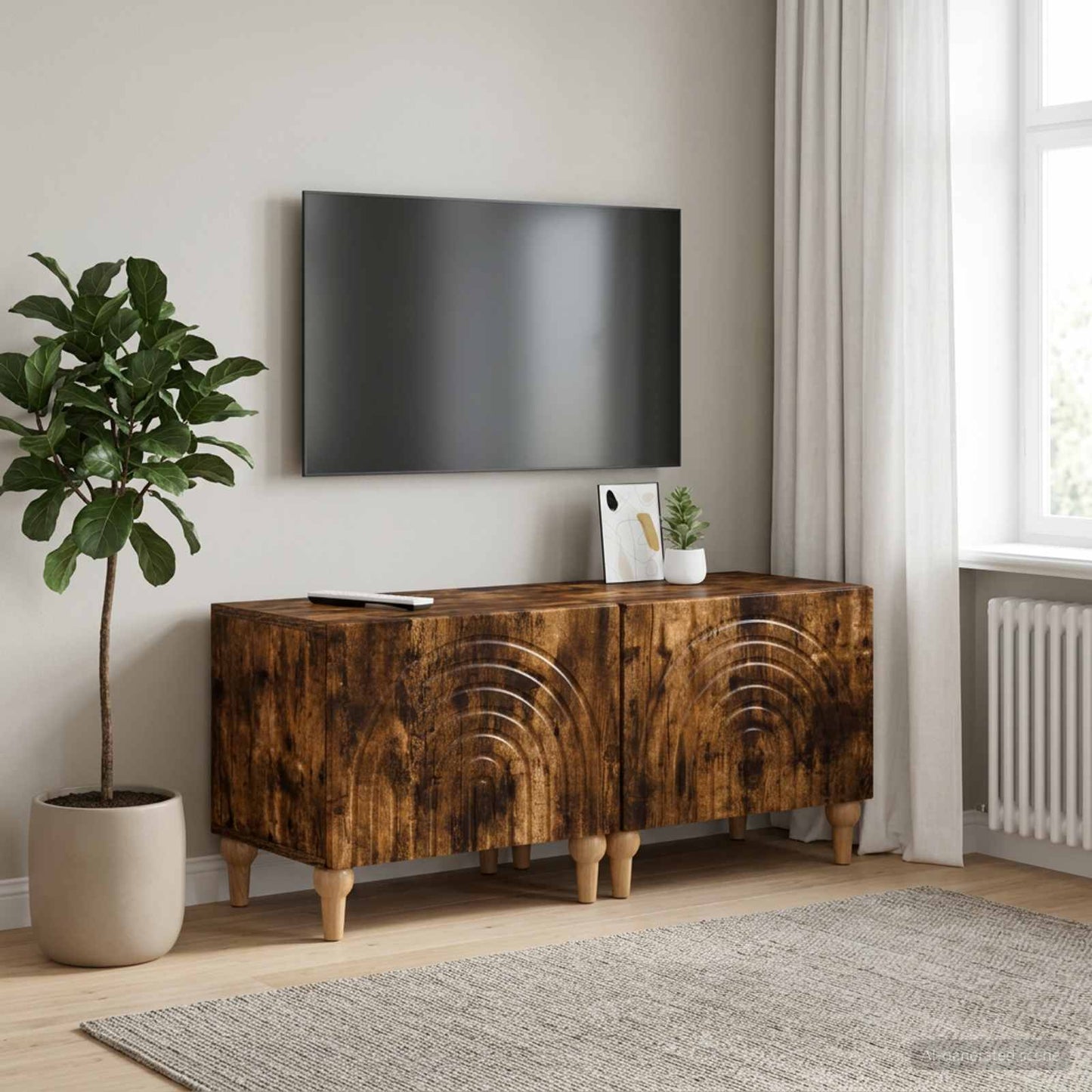 TV Cabinet Smoked Oak Engineered Wood