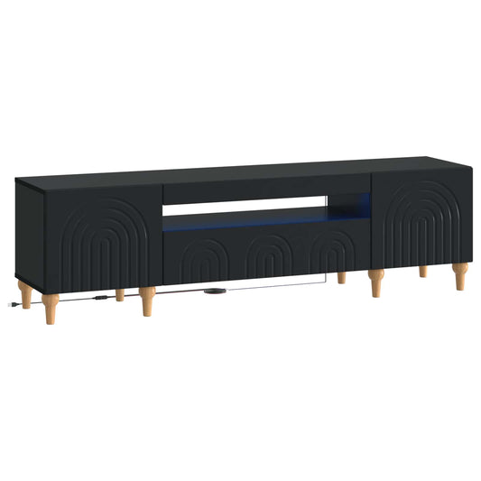 LED TV Cabinet Black Engineered Wood