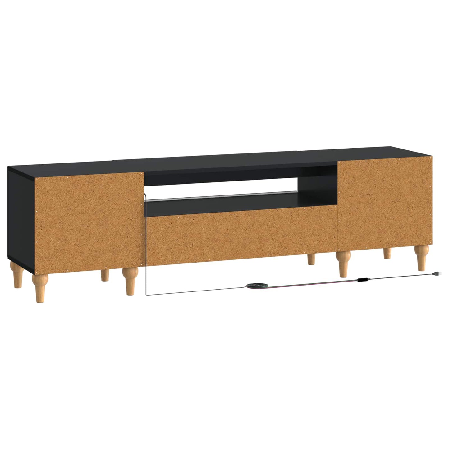 LED TV Cabinet Black Engineered Wood