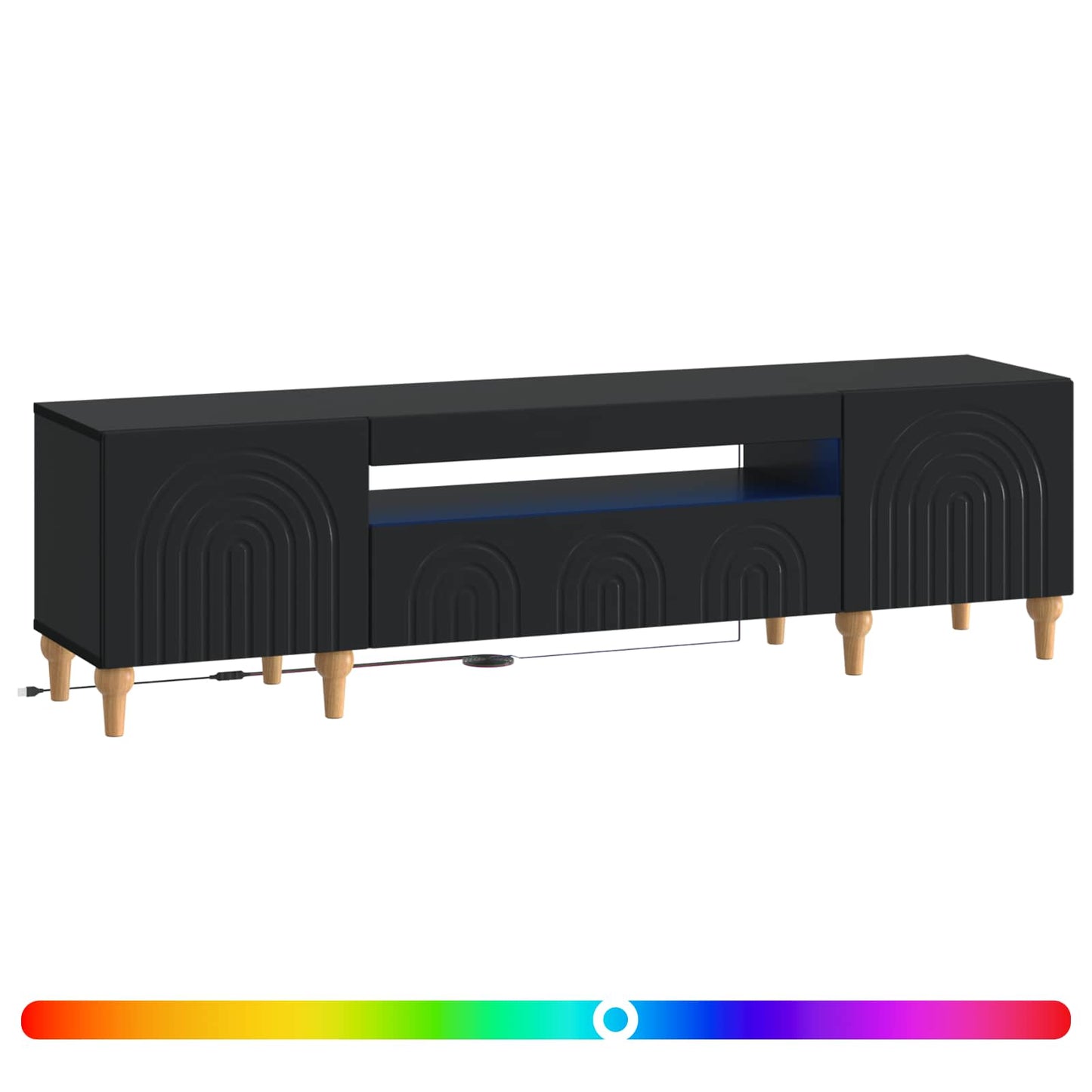 LED TV Cabinet Black Engineered Wood