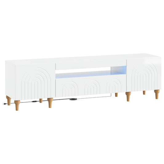 LED TV Cabinet High Gloss White Engineered Wood