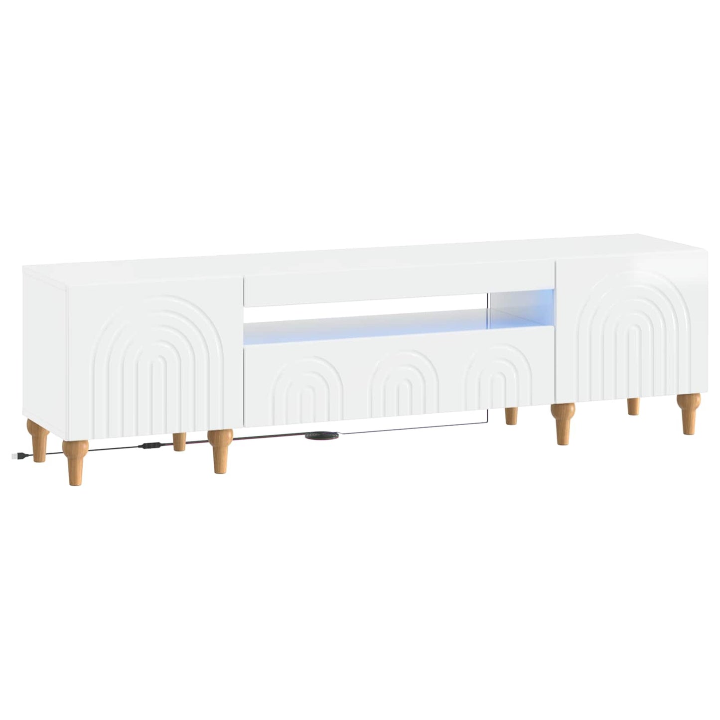 LED TV Cabinet High Gloss White Engineered Wood