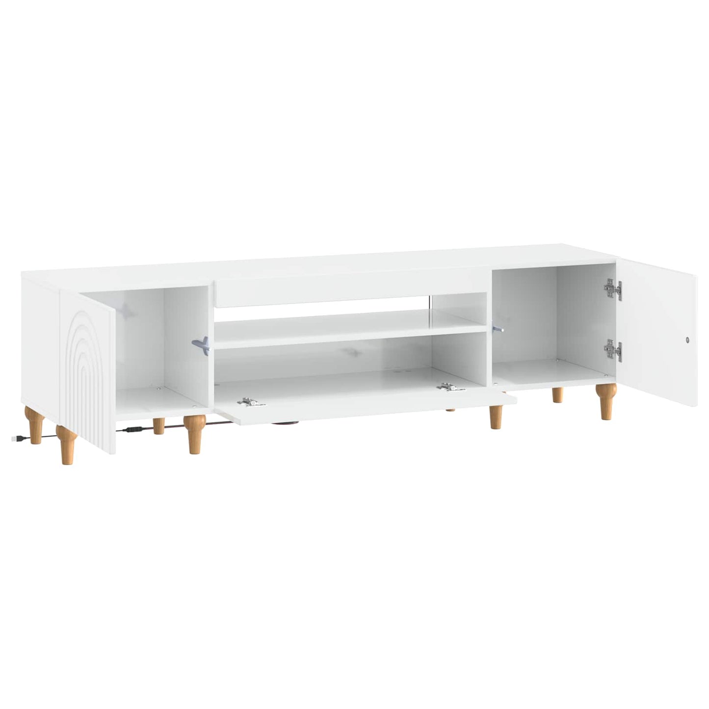 LED TV Cabinet High Gloss White Engineered Wood