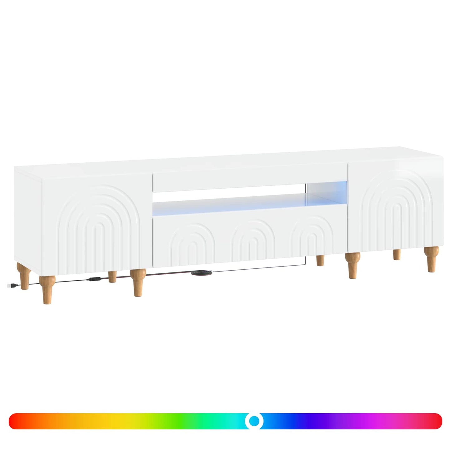 LED TV Cabinet High Gloss White Engineered Wood
