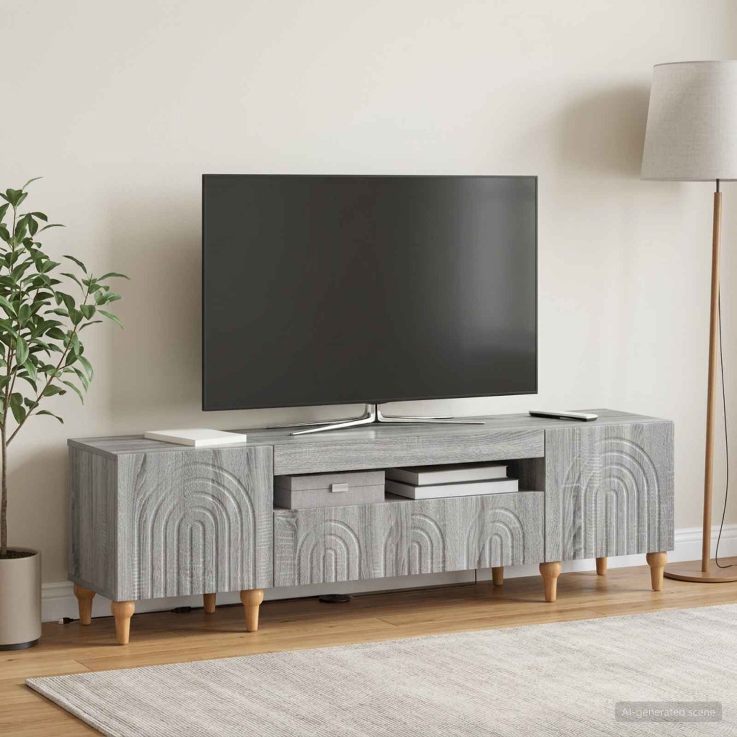 LED TV Cabinet Grey Sonoma Engineered Wood