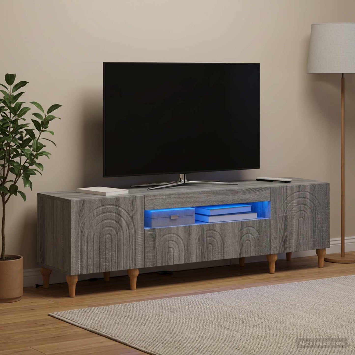 LED TV Cabinet Grey Sonoma Engineered Wood