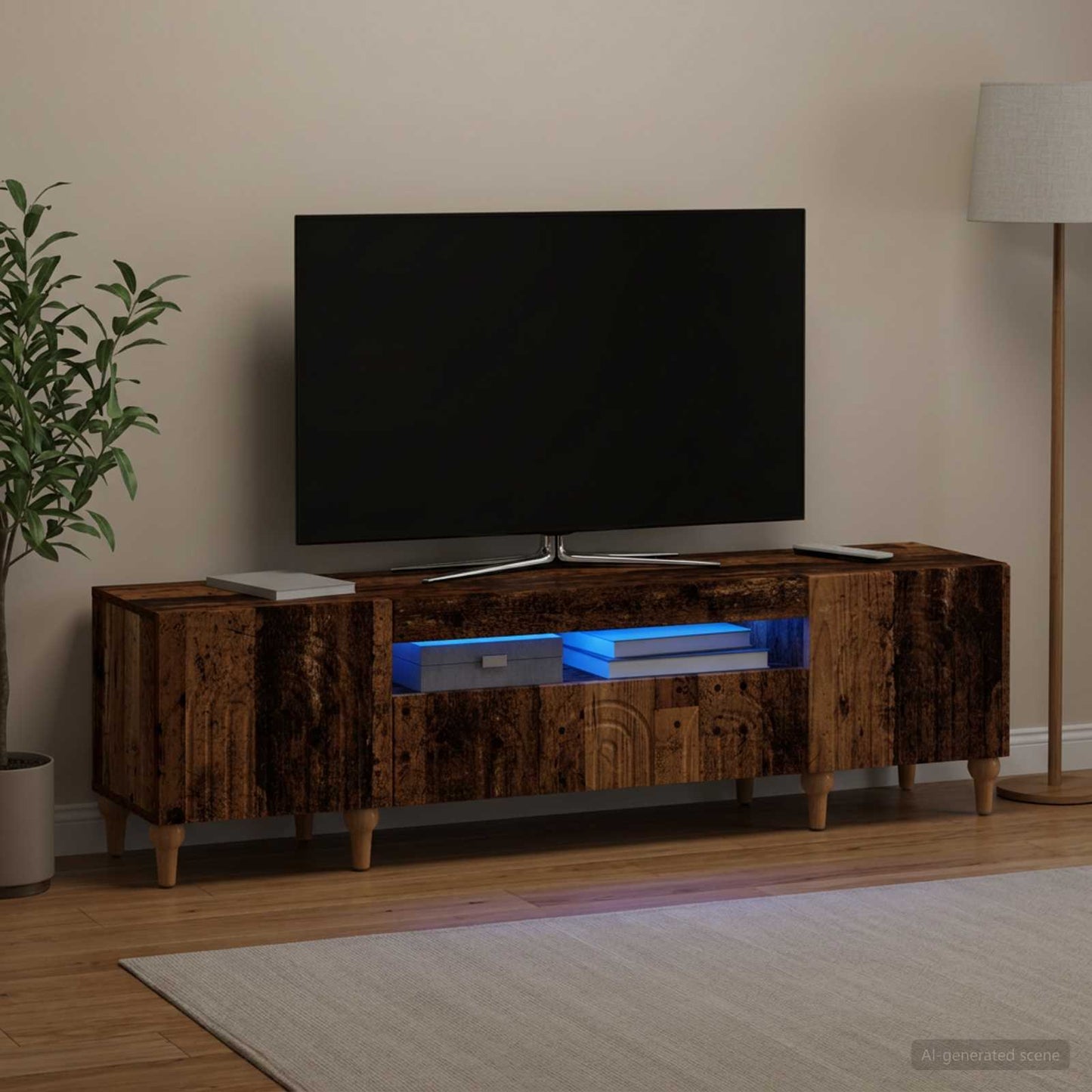 LED TV Cabinet Old Wood Engineered Wood