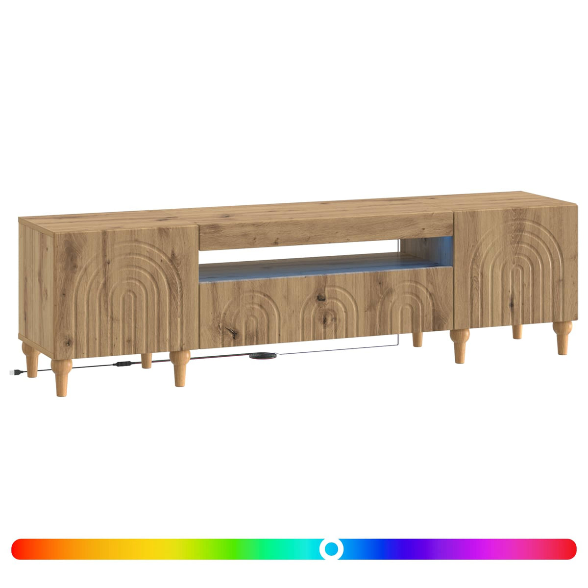 LED TV Cabinet ALKMAAR 153 x 35 x 43 cm Artisan Oak