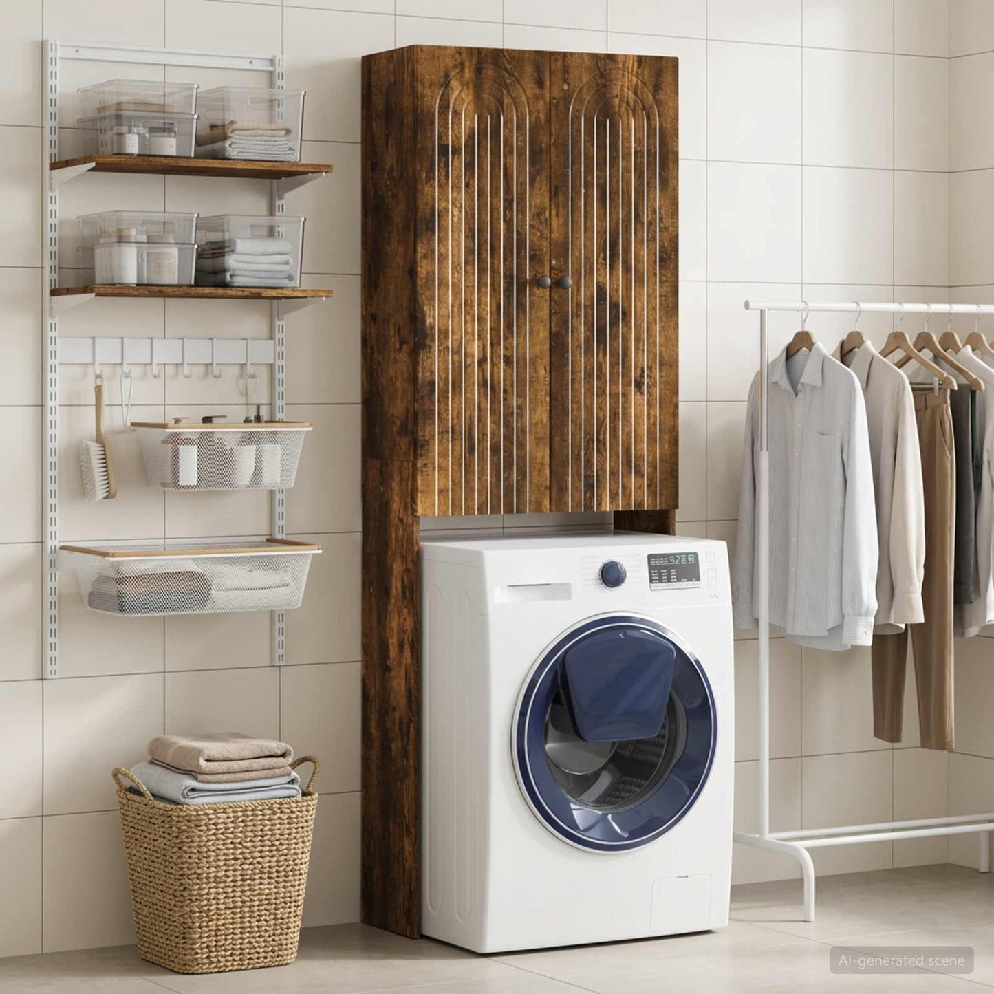 Toilet Cabinet ALKMAAR Smoked Oak 66 x 25.5 x 190 cm