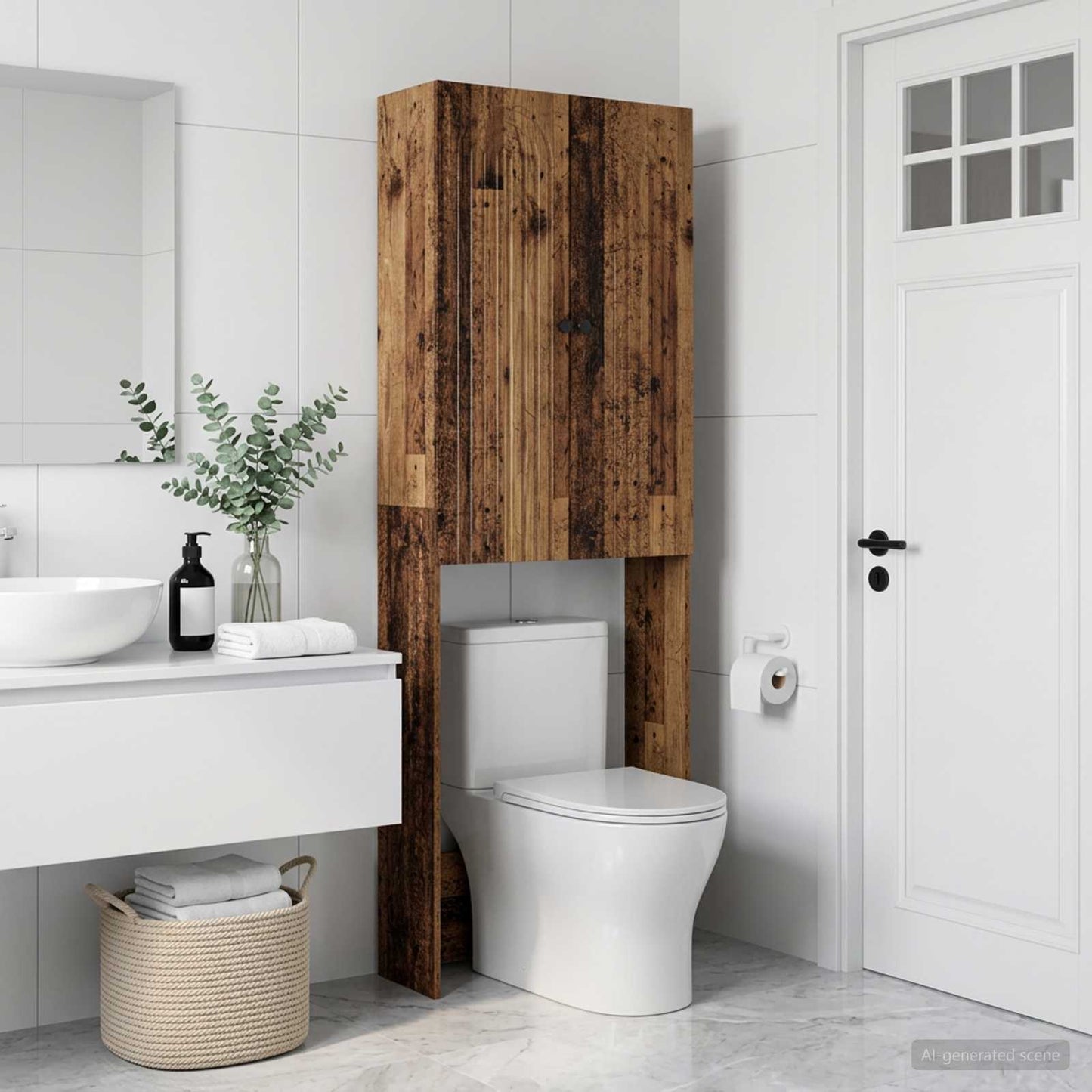 Toilet Cabinet ALKMAAR Old Wood 66 x 25.5 x 190 cm
