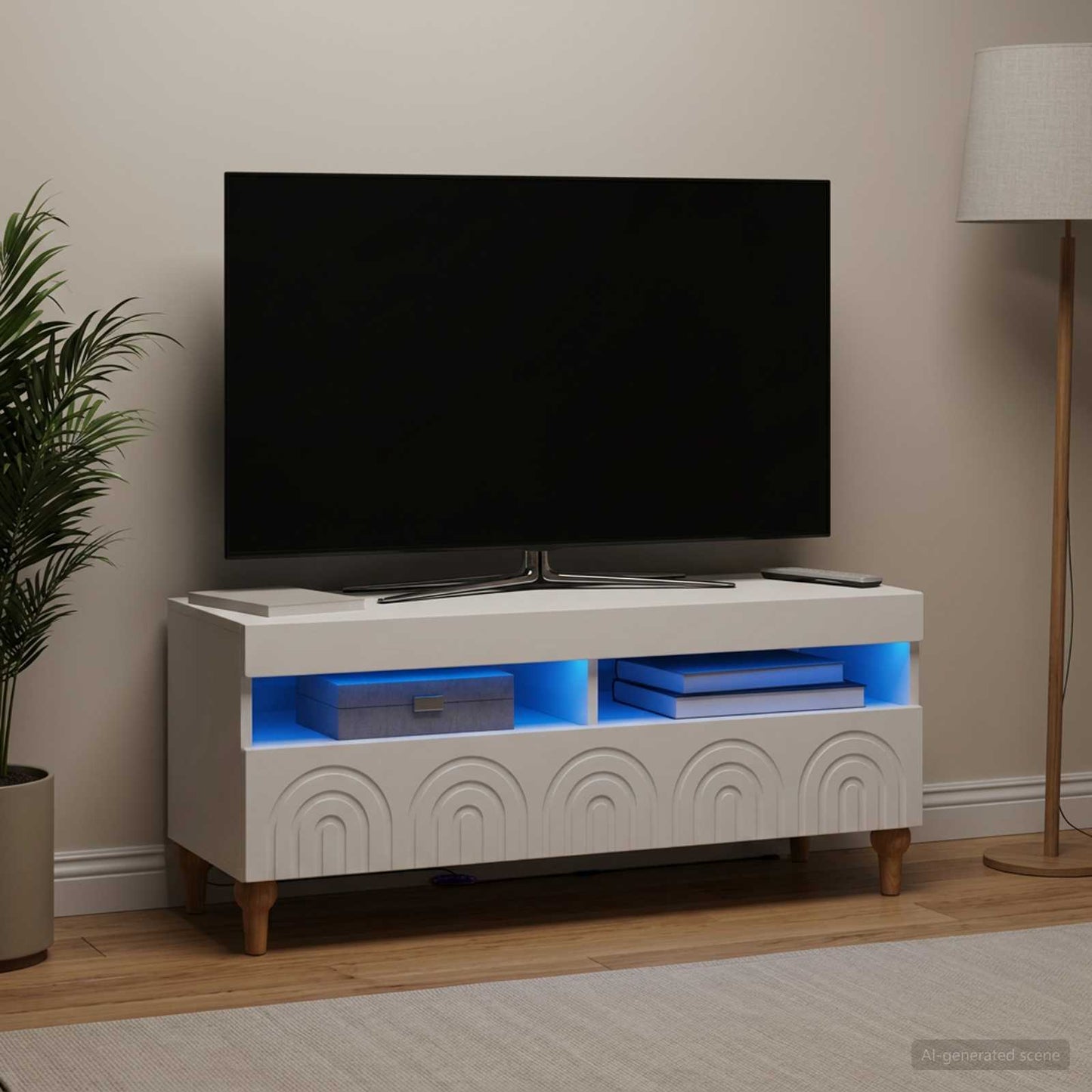 LED TV Cabinet White Engineered Wood