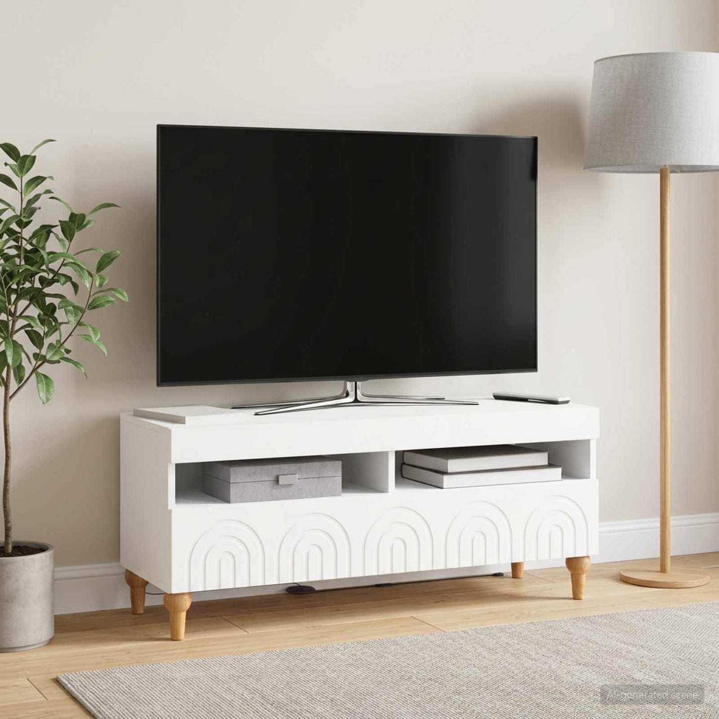 LED TV Cabinet White Engineered Wood