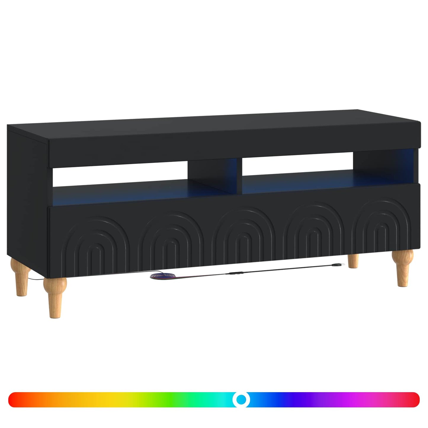 LED TV Cabinet Black Engineered Wood