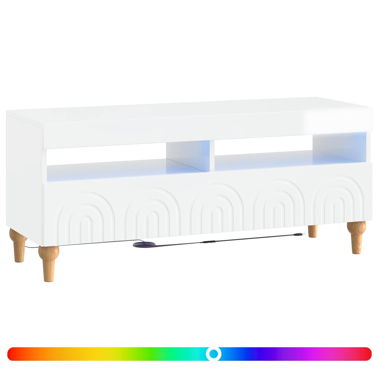 LED TV Cabinet High Gloss White Engineered Wood